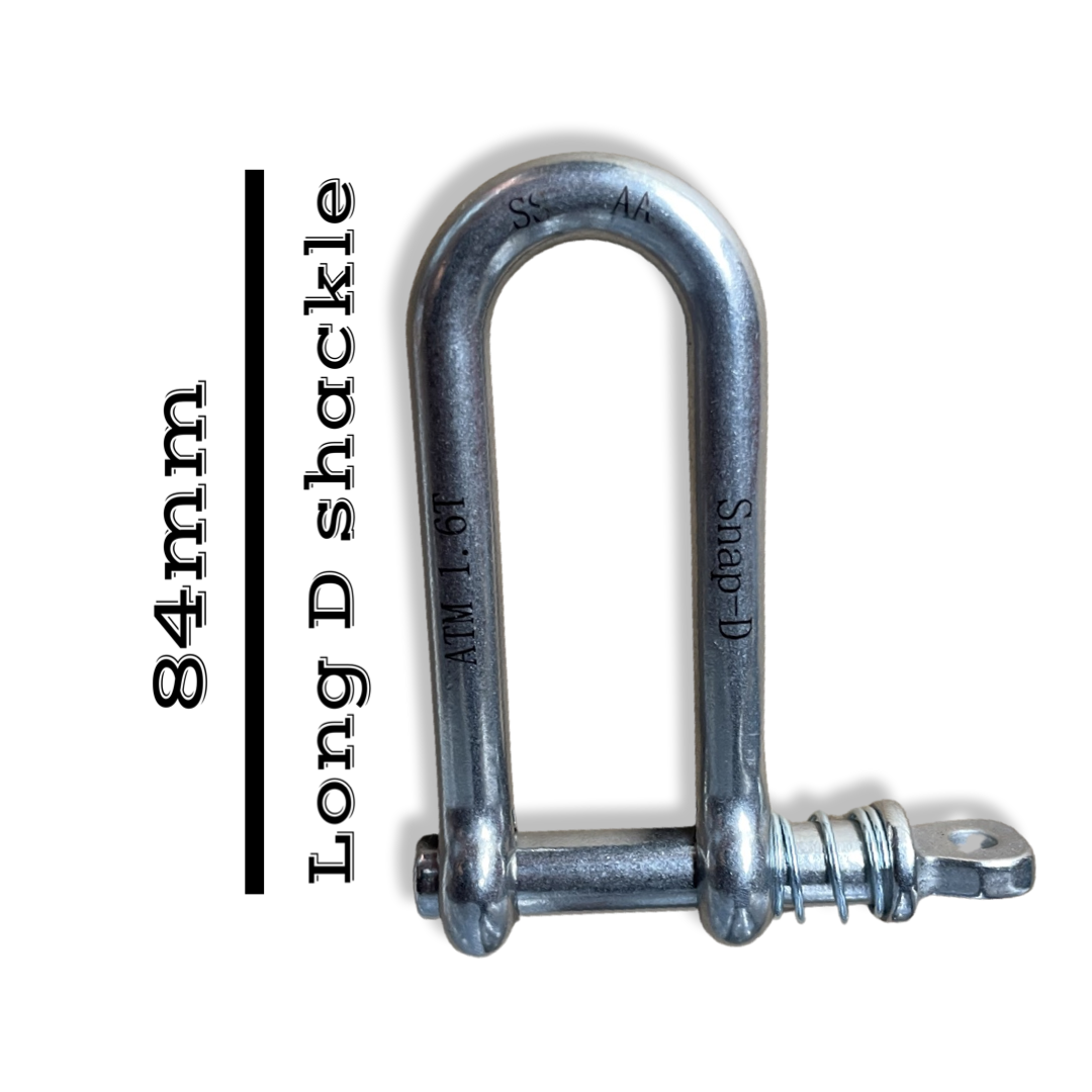 Long D Shackle (MTM 10mm 1600kg) 4x pack